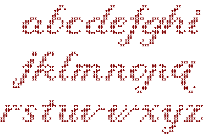 Schema punto croce alfabeto corsivo maiuscolo