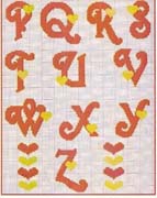 Schema punto croce alfabeto cuoricino 2