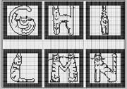 Schema punto croce alfabeto gatto 2