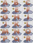 Schema punto croce alfabeto nuvoletta 1