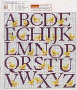 Schema punto croce alfabeto pulcino