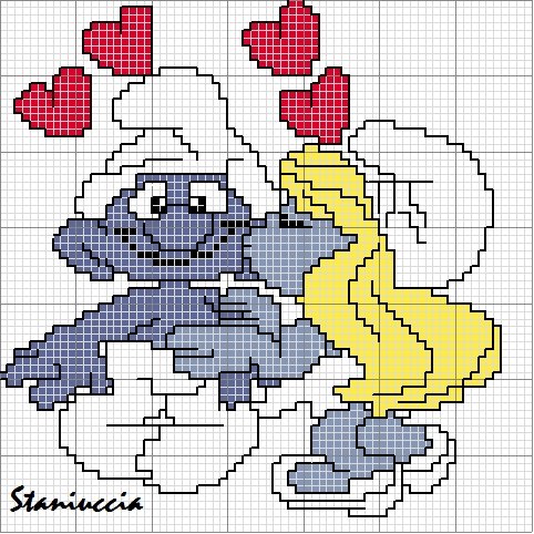 Schema punto croce Puffi love