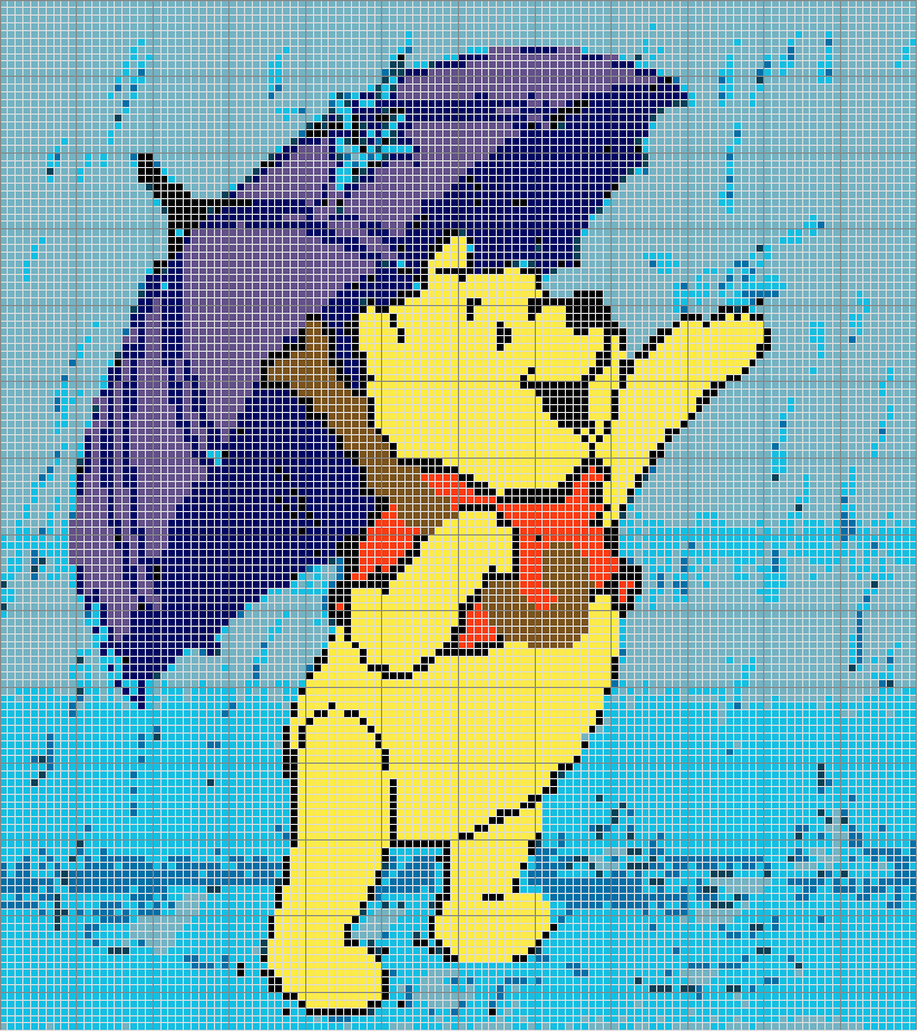 Schema punto croce Winnie pioggia