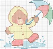 Schema punto croce orsetto pioggia