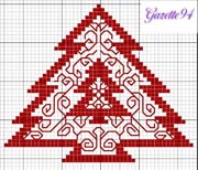 Schema punto croce albero rosso