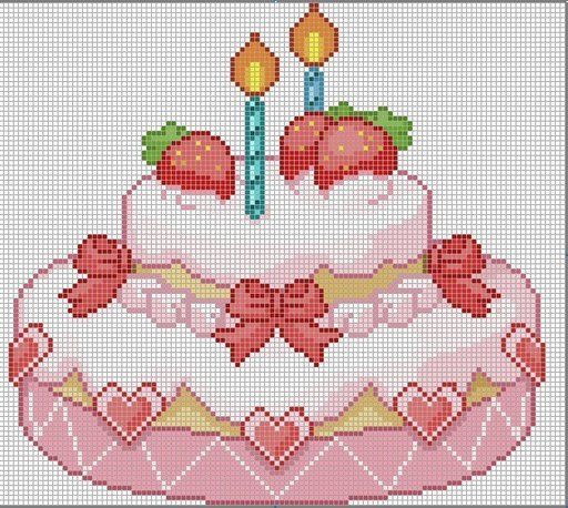 Schema punto croce Torta panna e fragole