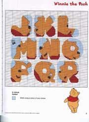 Schema punto croce Alfabeto Winnie The Pooh J-R
