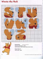 Schema punto croce Alfabeto Winnie The Pooh S-Z
