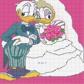 Schema punto croce Paperini sposi