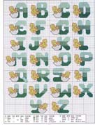 Schema punto croce Alfabeto-pulcino