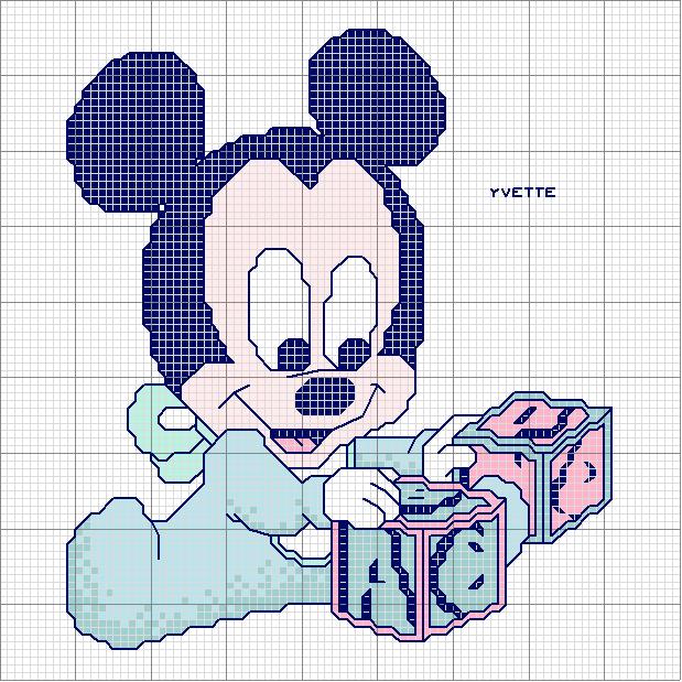 Schema punto croce Baby topolino