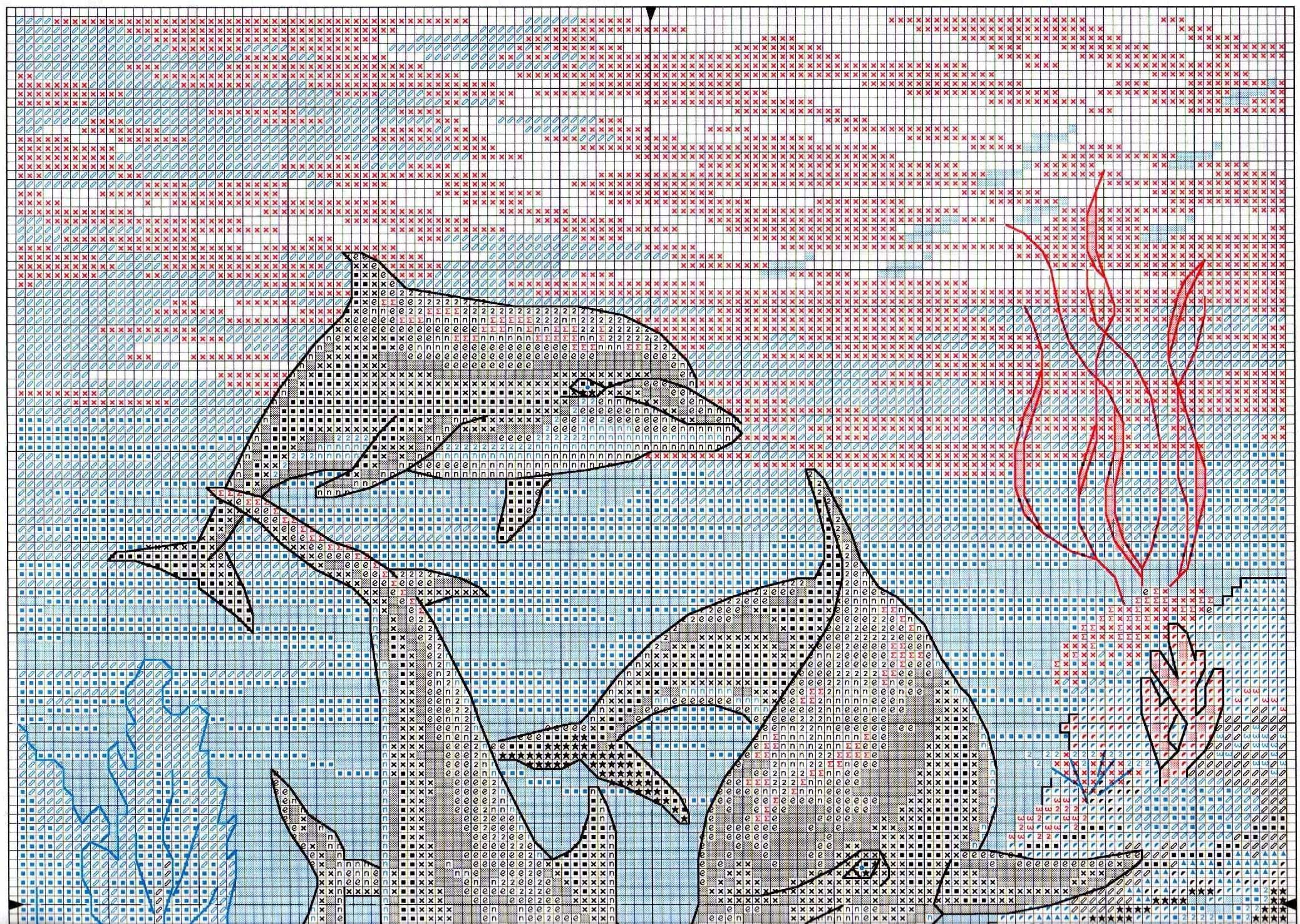 Schema punto croce Delfini 1