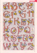 Schema punto croce alfabeto farfalle 2