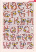 Schema punto croce alfabeto farfalle 2