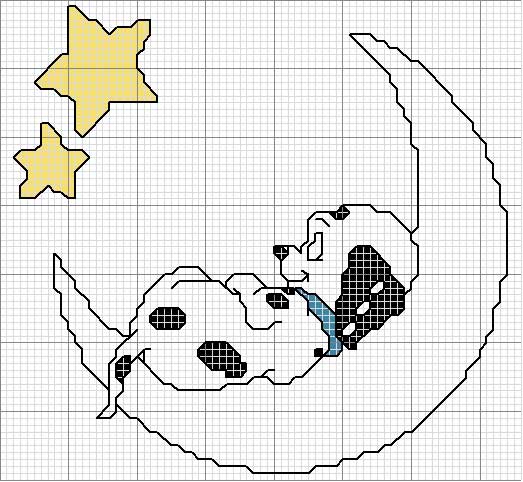 Schema punto croce Cucciolo dorme luna