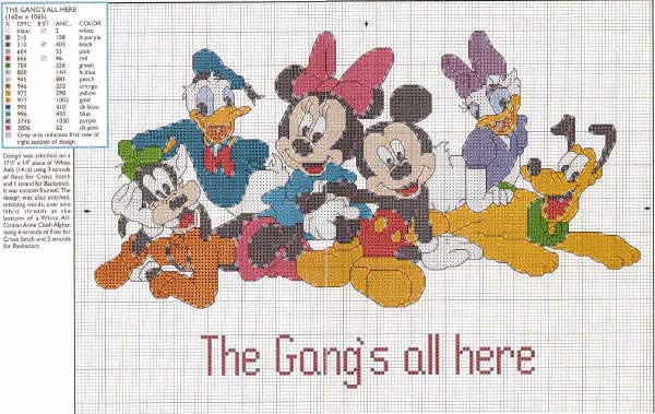 Schema punto croce Banda disney