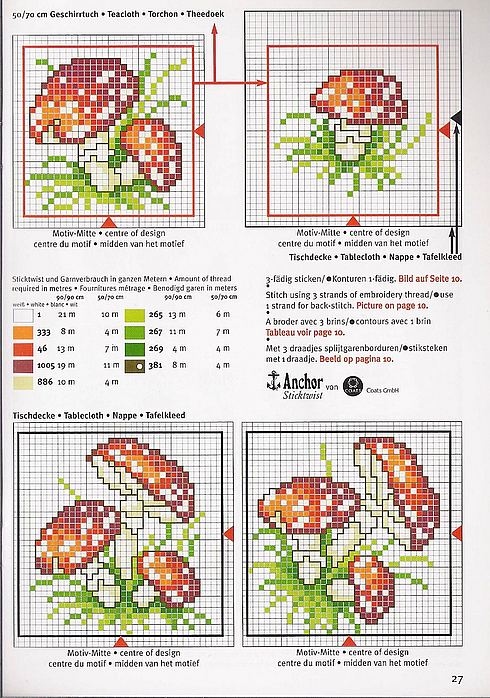 Schema punto croce Funghi 1a