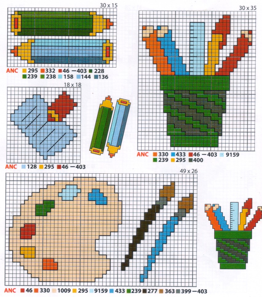 Schema punto croce Pennerelli matite
