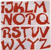 Schema punto croce Alfabeto-rosso-2