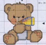 Schema punto croce orsetto baby biberon
