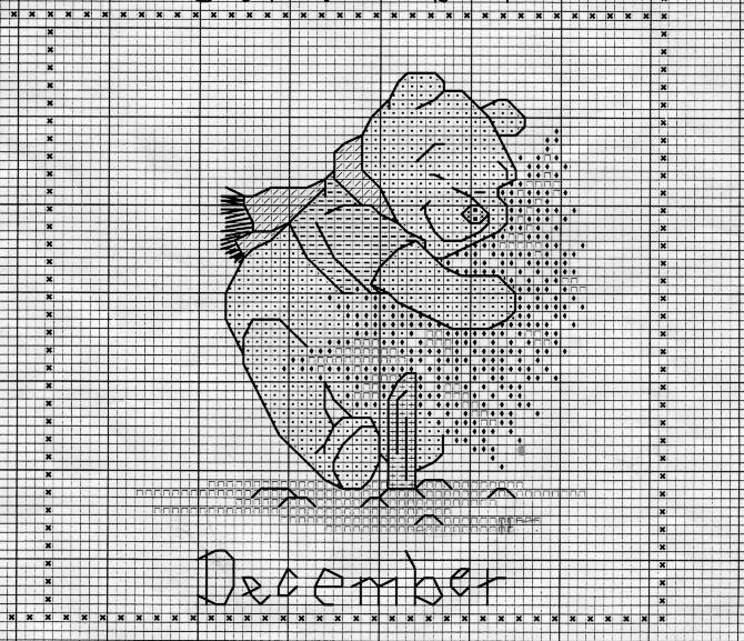 Schema punto croce Winnie dicembre