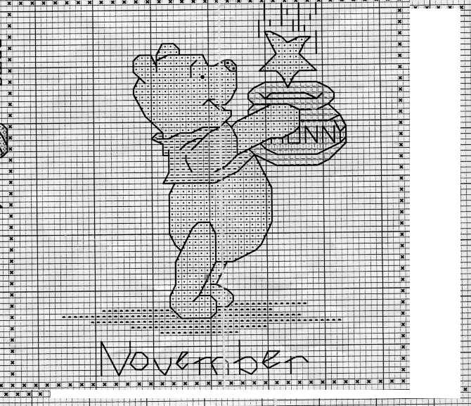 Schema punto croce Winnie novembre