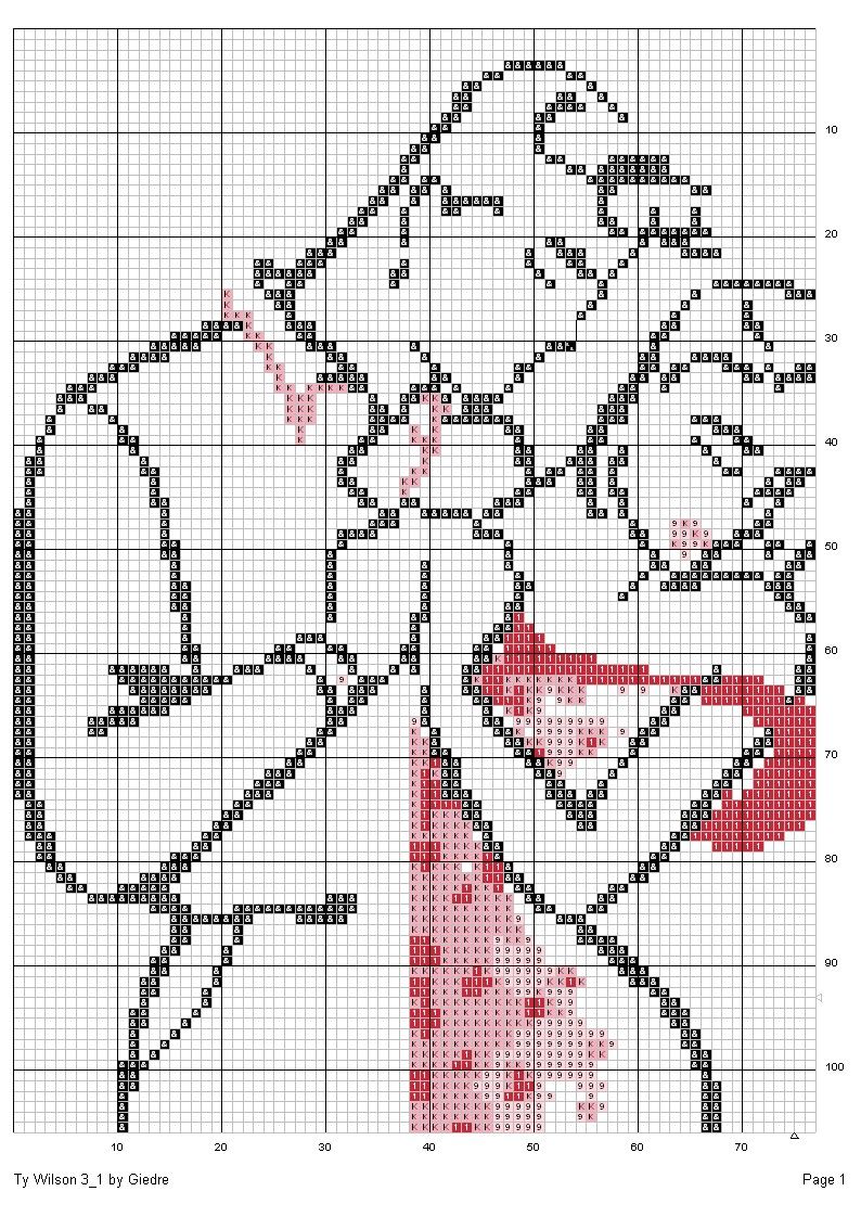 Schema punto croce Coppia rosa 2