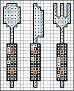Schema punto croce Cucchiaio Coltello Forchetta