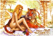 Schema punto croce Donna Con Tigre 1