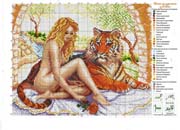 Schema punto croce Donna Con Tigre 2