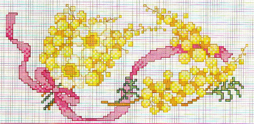 Schema punto croce Fiori Mimosa