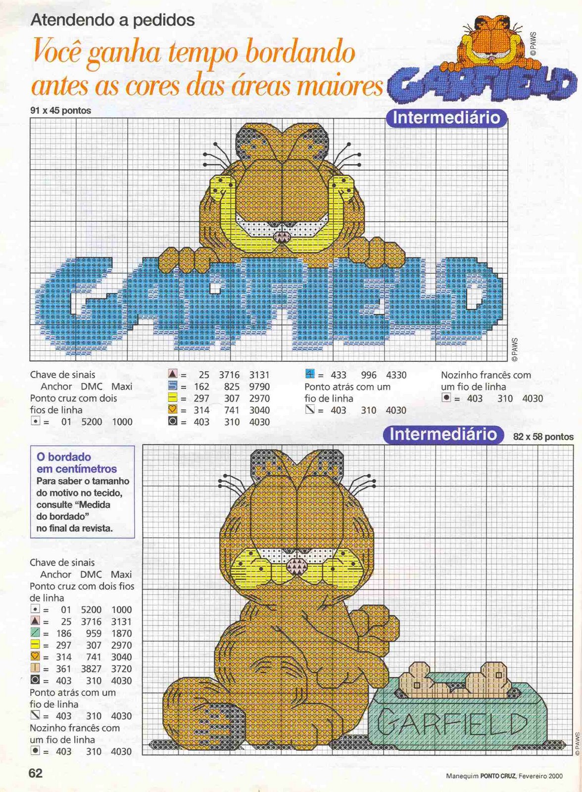 Schema punto croce Garfield 02