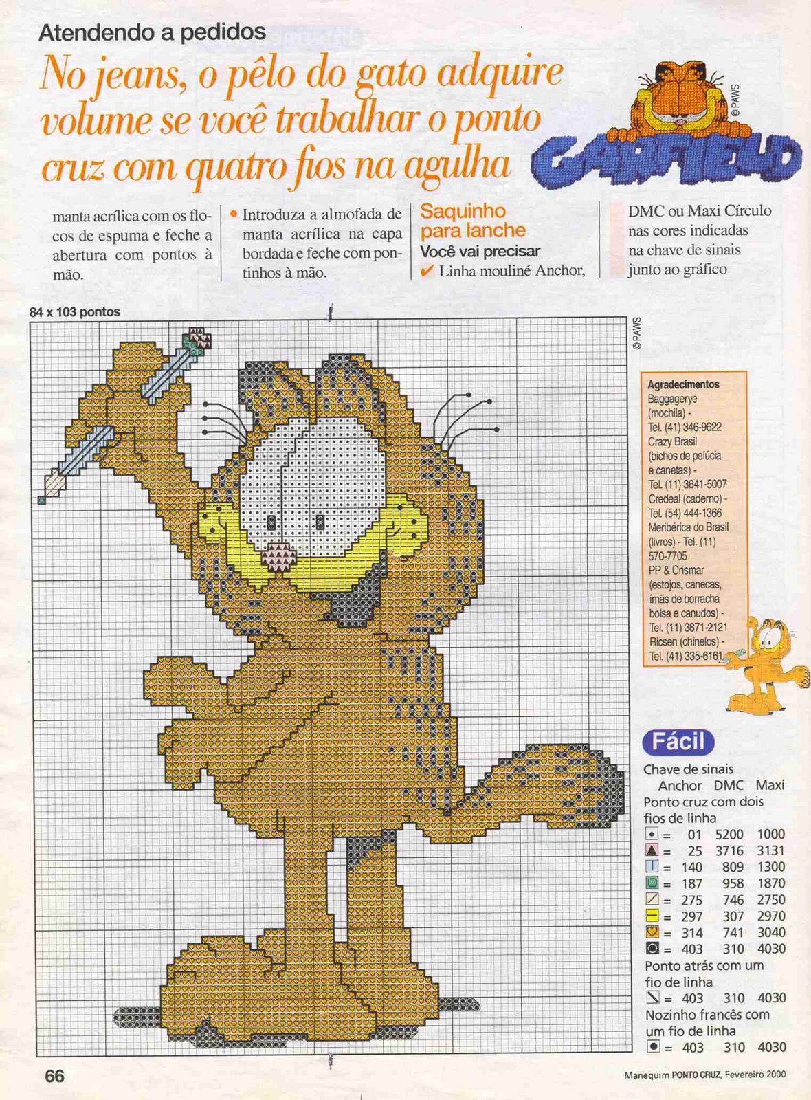 Schema punto croce Garfield 06