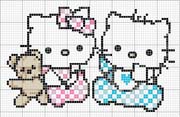 Schema punto a croce coppia Hello Kitty con orsetto