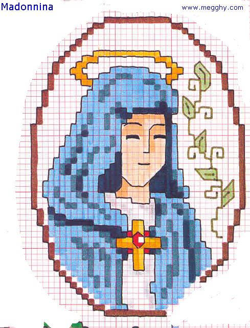 Schema punto croce Madonnina Azzura Con Aureola