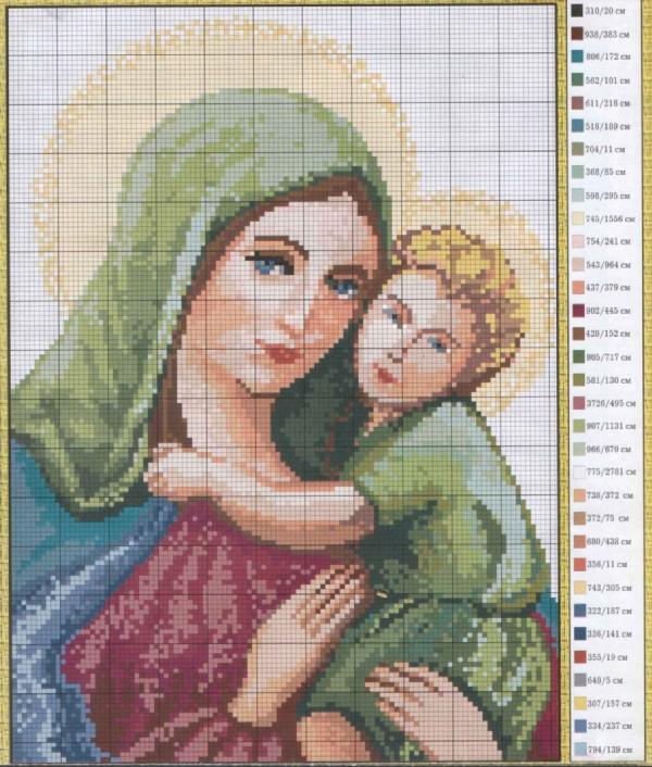 Schema punto croce Madonnina Velo Verde