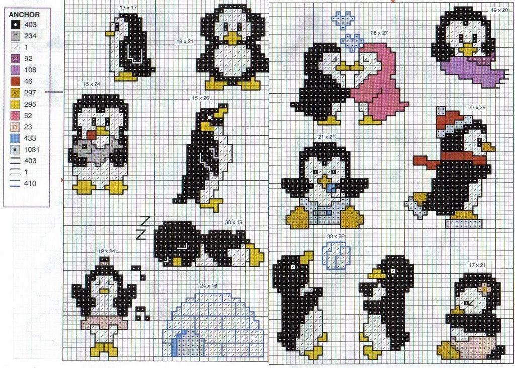 Schema punto croce Pingiuini