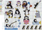 Schema punto croce Pinguini 2