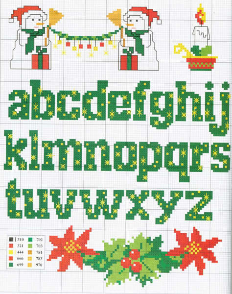 Schema punto croce Natale-alfabeto