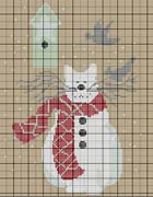 Schema punto croce Pupazzo-neve-gatto