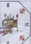 Schema punto croce Orologio Cesta Fiori 1c