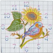 Schema punto croce Orologio Girasole