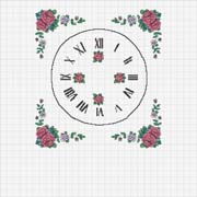 Schema punto croce Orologio Rose Rosse