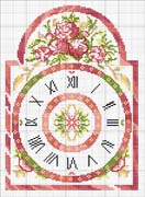 Schema punto croce Orologio Rosso Floreale