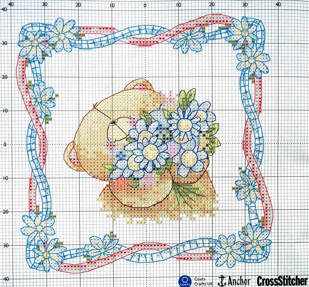 Schema punto croce Bear With Flowers 2