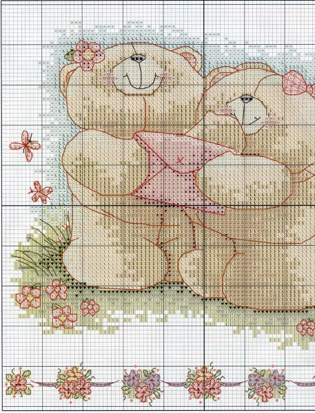 Schema punto croce Bears With Envelope 2