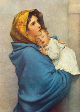 Schema punto croce Madonna In Azzurro 01