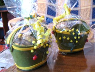 Cestini in feltro con Mimose x Festa della Donna