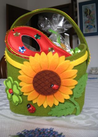 Cestino in feltro con Girasole X Lory
