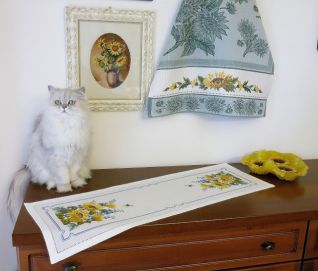 Coordinato strofinaccio e corsia girasoli